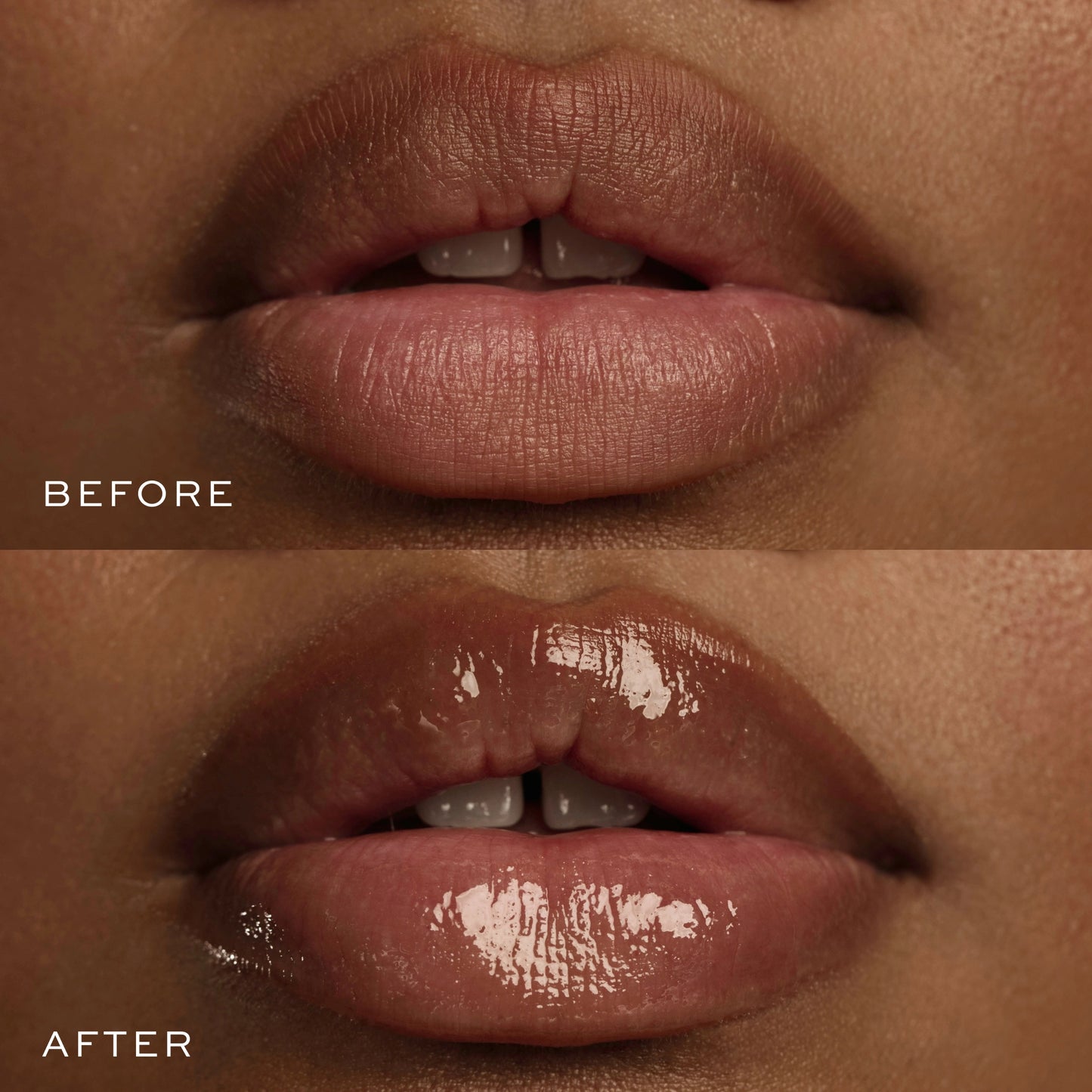 before and after of tinted lip balm