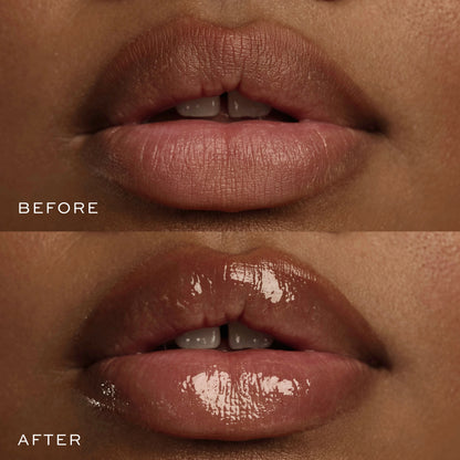 before and after of tinted lip balm