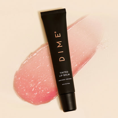 tinted lip balm swatch and product